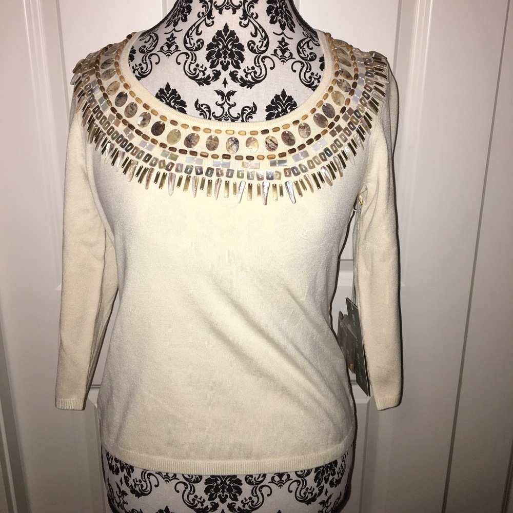 Silk Sweater With Intricate Beading